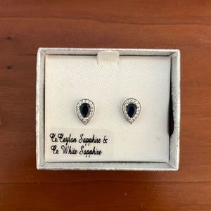 Cuban Royal Saphire and white saphire earrings